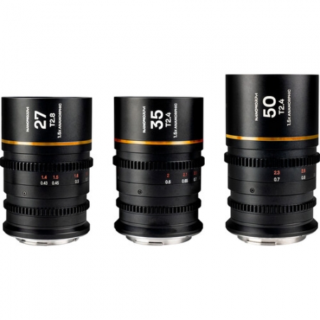Laowa Nanomorph S35 Prime 3-Lens Bundle (Sony E, Canon RF, Fuji X, m43, ARRI PL & Canon EF) Amber Flare model